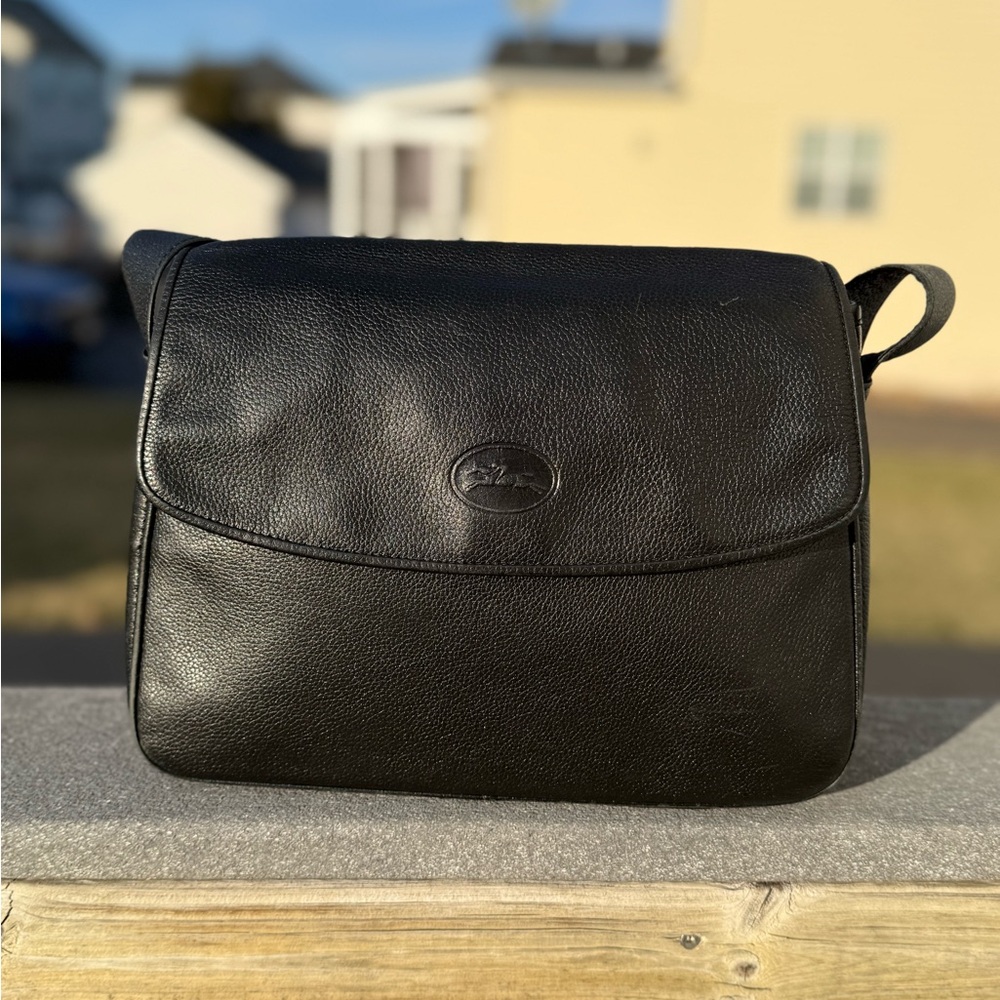 💙SOLD ON DEPOP - Longchamp Paris Black Leather Shoulder Bag or Crossbody